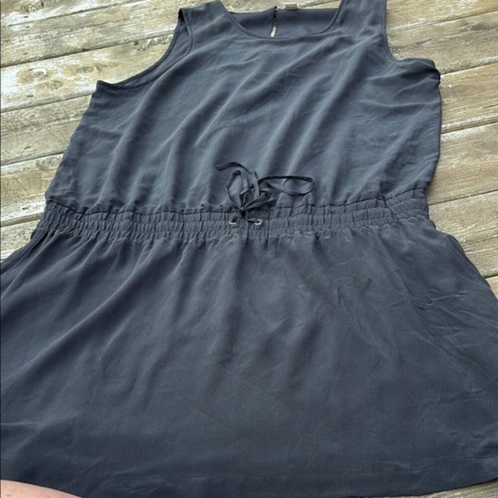 JCrew Black Sleeveless silk Dress with Drawstring Waist size XL
